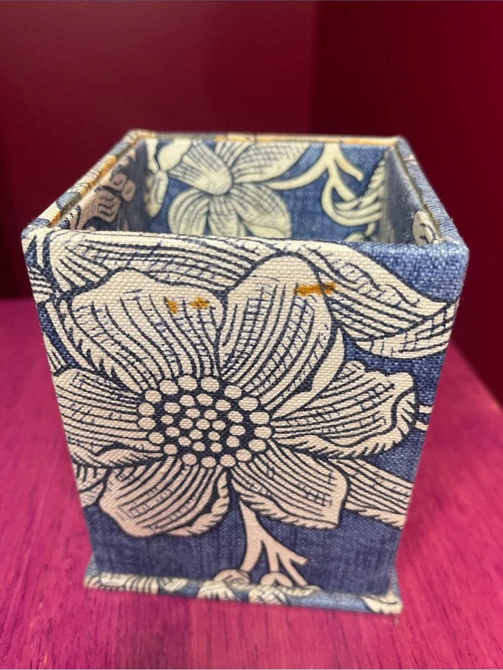 Vintage Pierre Deux Blue Toile Fabric Pencil Holder La Declaration Pattern